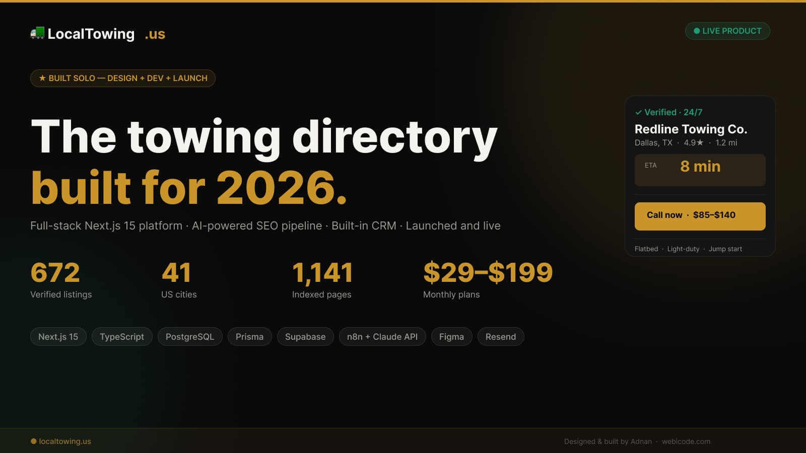 LocalTowing.us homepage hero portfolio screenshot