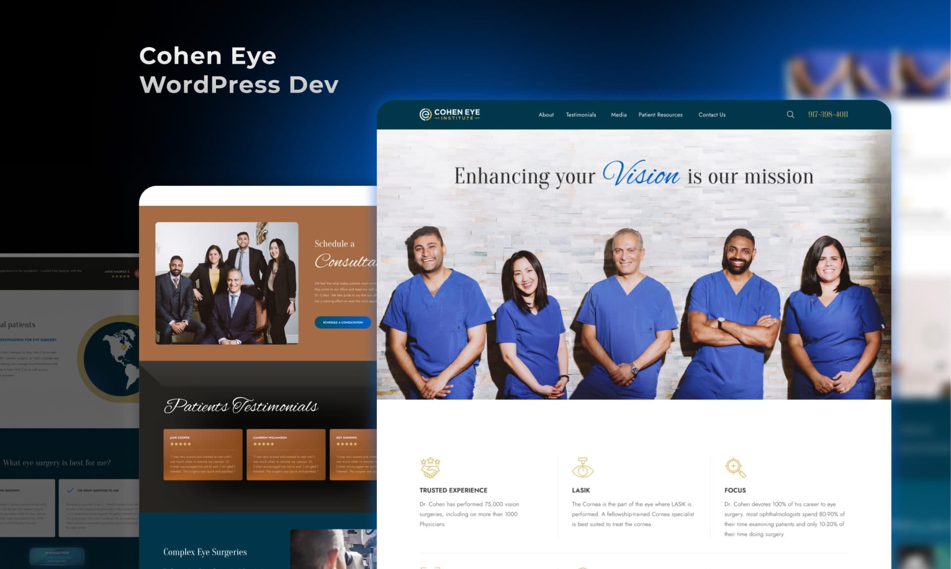 Cohen Eye Institute WordPress development portfolio screenshot