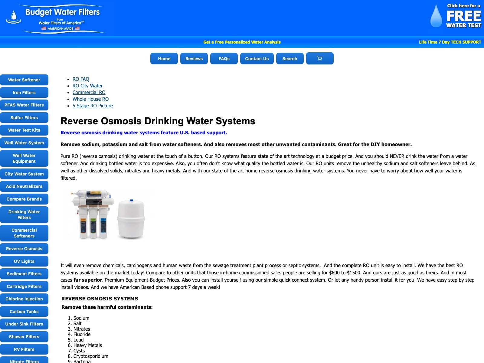 Reverse Osmosis category page — one of 30+ custom category templates on the rebuilt theme