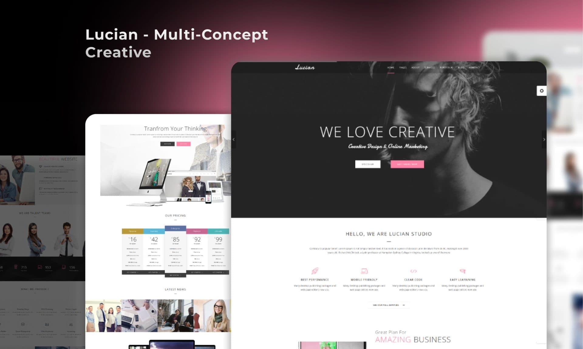 Lucian Multi-Concept Creative portfolio screenshot