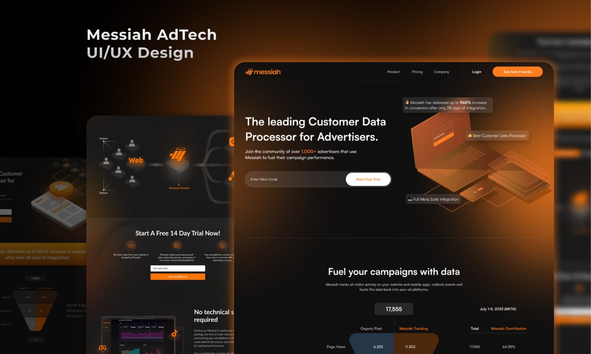 Messiah AdTech UI/UX design portfolio screenshot