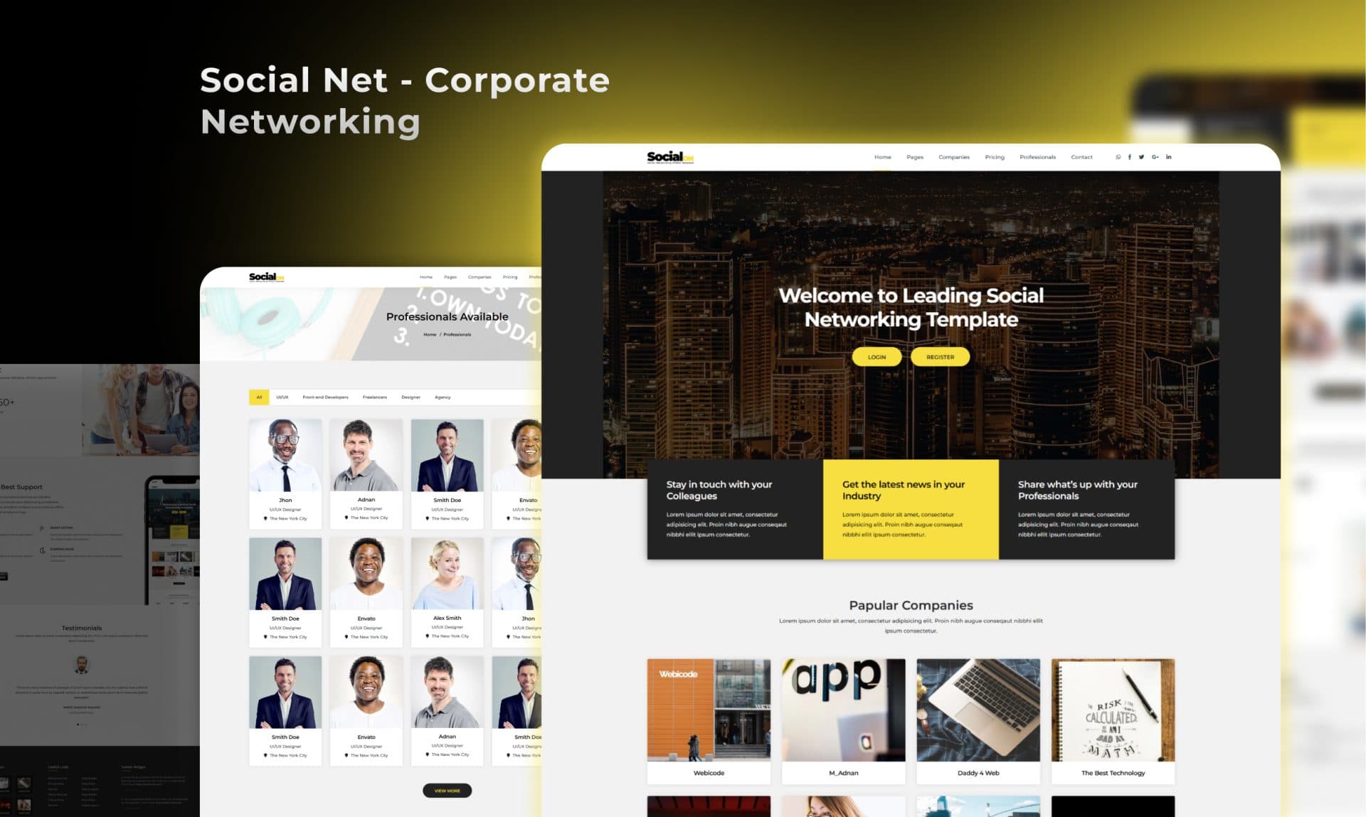 Social Net corporate networking portfolio screenshot